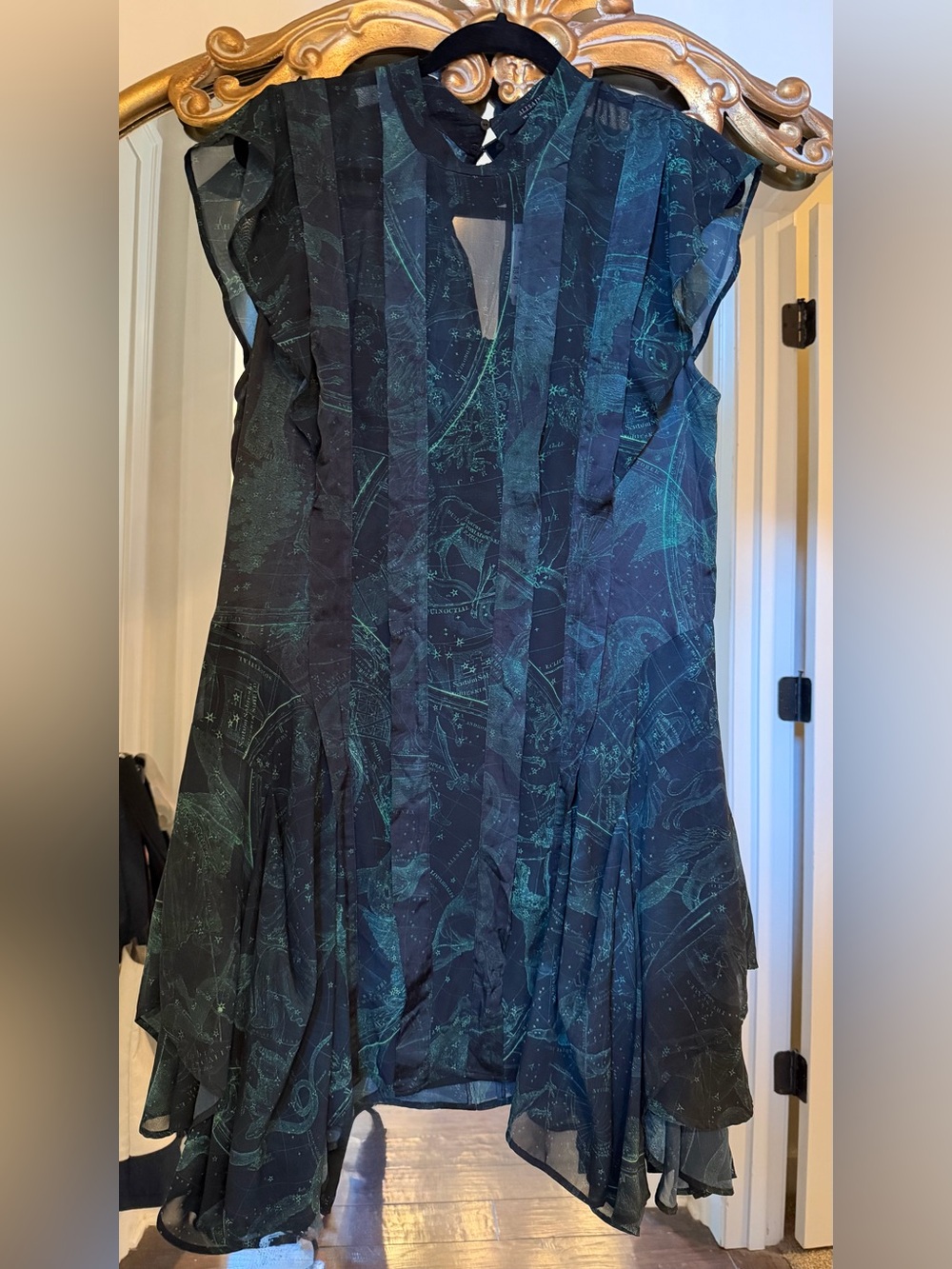 AllSaints Fleur Ziggy Asymmetric Hem Zig Mini Dress, Size 10 - Picture 2 of 12